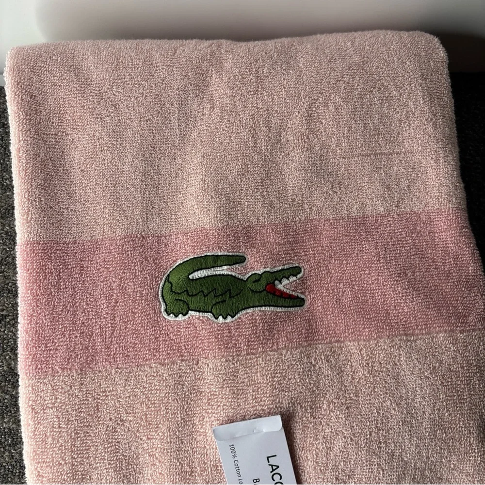Lacoste Soft Pink Cotton Bath Towel 30 x 52